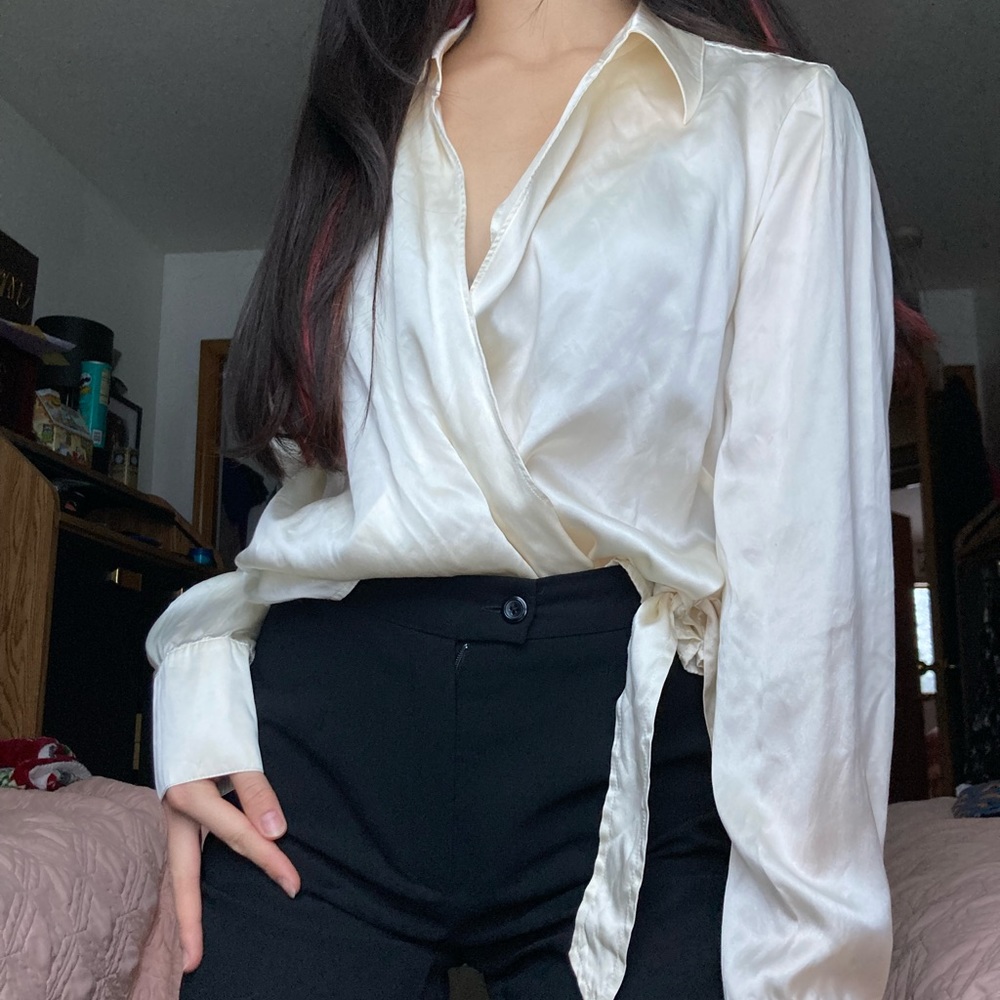 Vintage Old Navy cream silk blouse